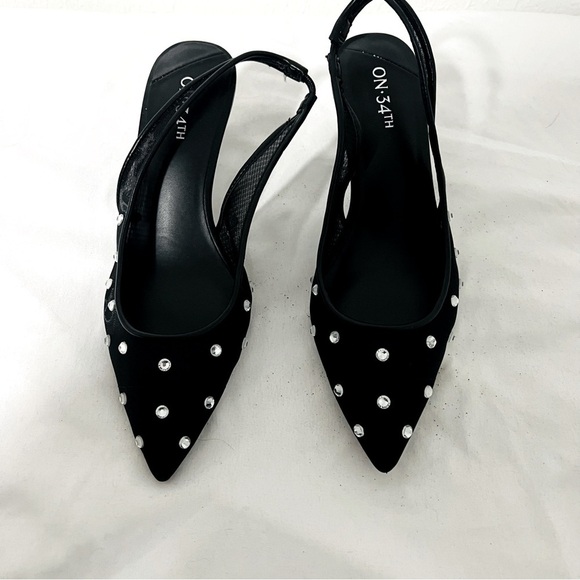 ON 34th Womens Baeley Heels Pump Slingback Mesh Bling Sandals Size 5.5M NWOT - Picture 5 of 9